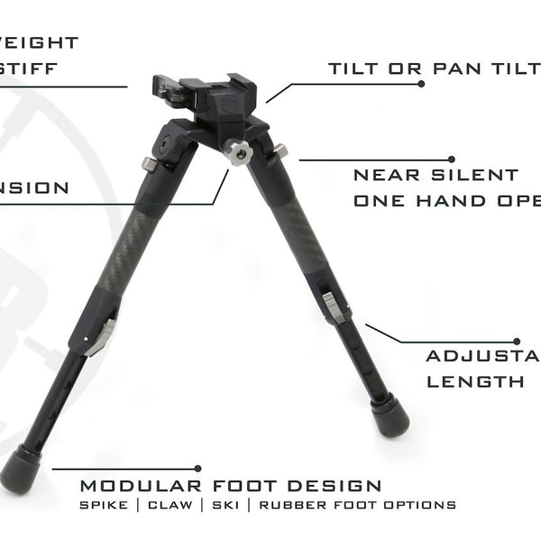 Tier One Carbon Tactical Bipod Pan/Tilt Picatinny